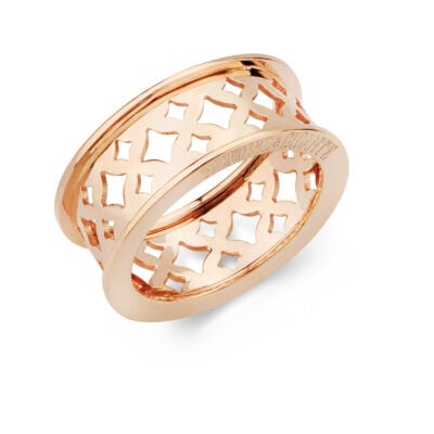 Anello fascia traforata rombi in oro
