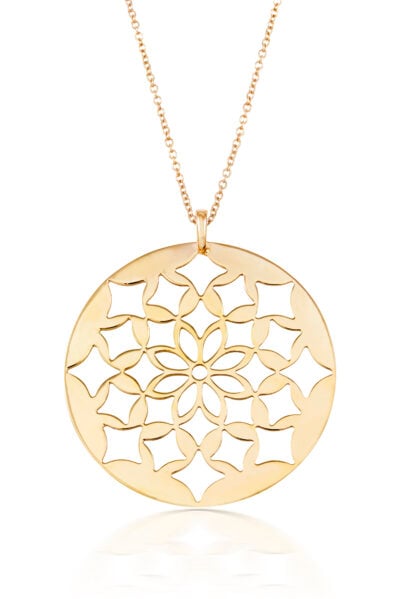 Girocollo ciondolo fiore e rombi in oro taglia grande