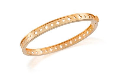 Bracciale rigido fascia traforata rombi in oro rosa