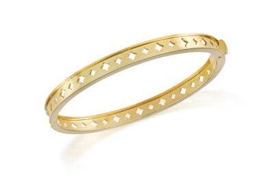 Bracciale rigido fascia traforata rombi in oro giallo