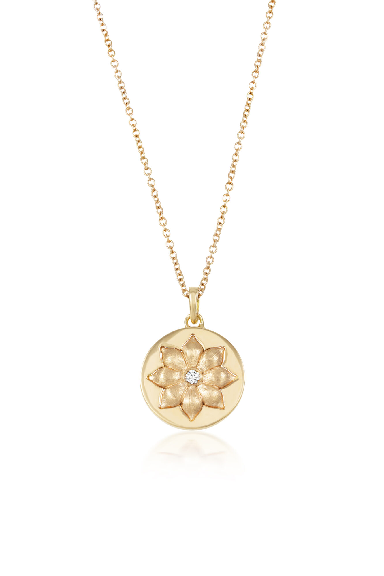 Girocollo ciondolo fiore in oro e diamante