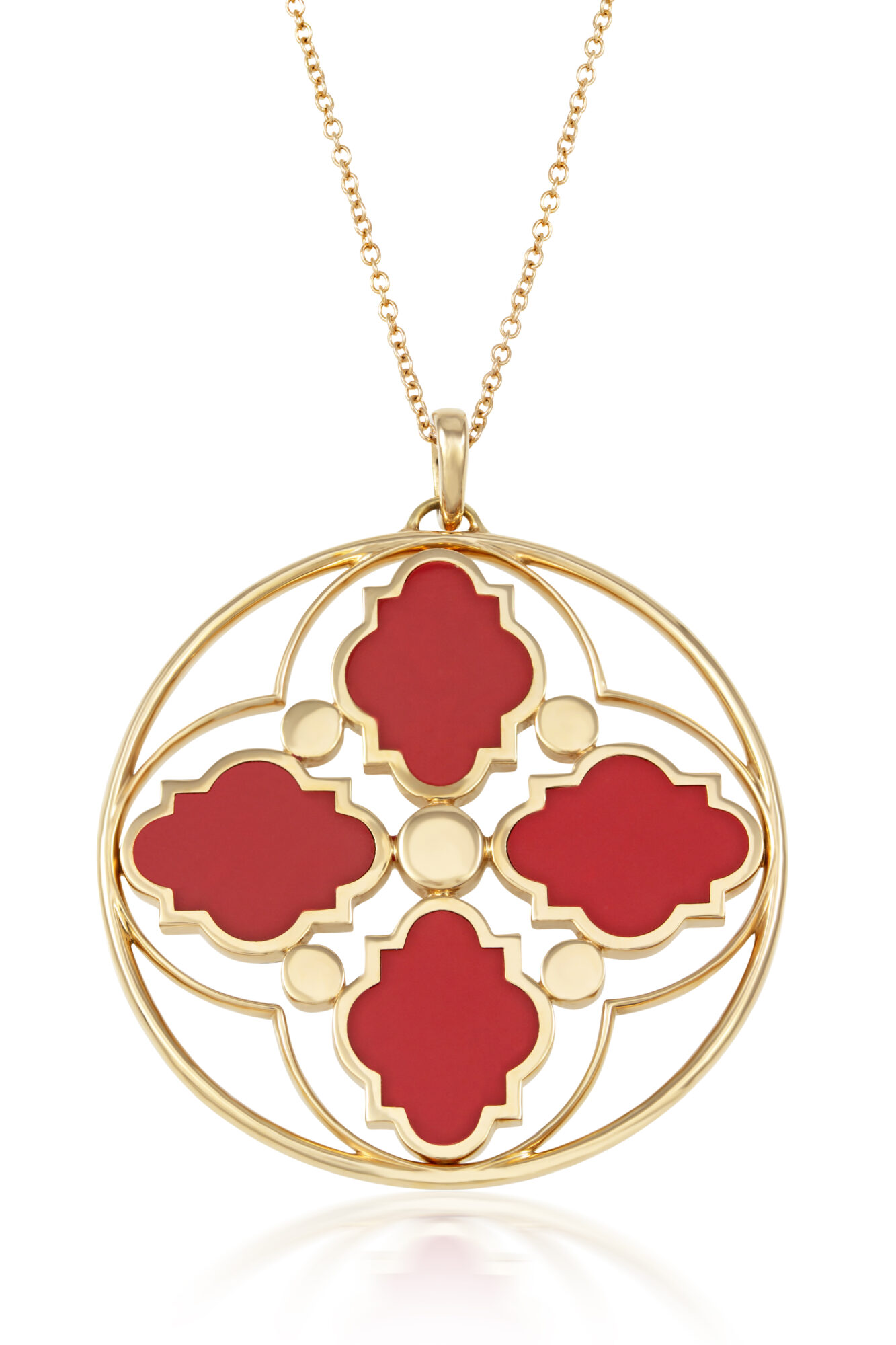 Girocollo con ciondolo scudo in oro e smalto rosso