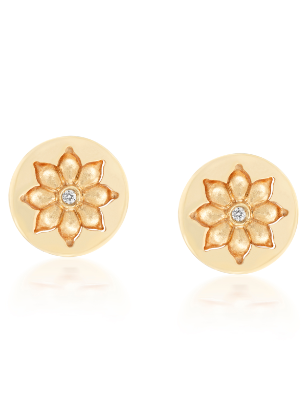 Orecchini fiore in oro e diamanti