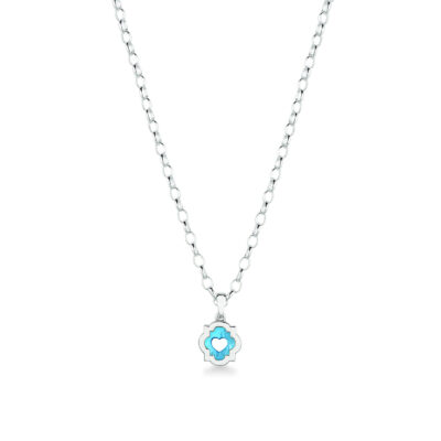 Girocollo ciondolo scudo simbolo cuore argento e madreperla blu