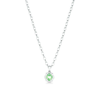 Girocollo ciondolo scudo simbolo cuore argento e madreperla verde