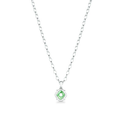 Girocollo ciondolo scudo simbolo stella argento e madreperla verde