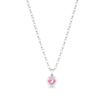 Girocollo ciondolo scudo simbolo luna argento e madreperla rosa