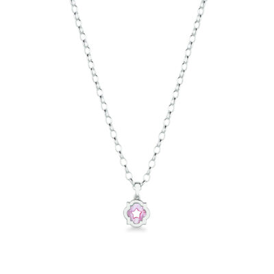 Girocollo ciondolo scudo simbolo stella argento e madreperla rosa