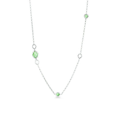 Collana scudo sole con sagome scudo piccole in argento e madreperla verde