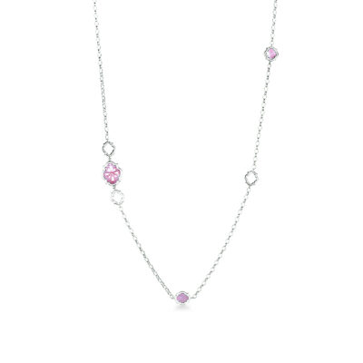 Collana scudo sole con sagome scudo piccole in argento e madreperla rosa