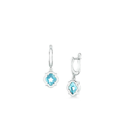 Orecchini pendenti scudo simbolo stella argento e madreperla blu