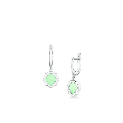 Orecchini pendenti scudo argento e madreperla verde