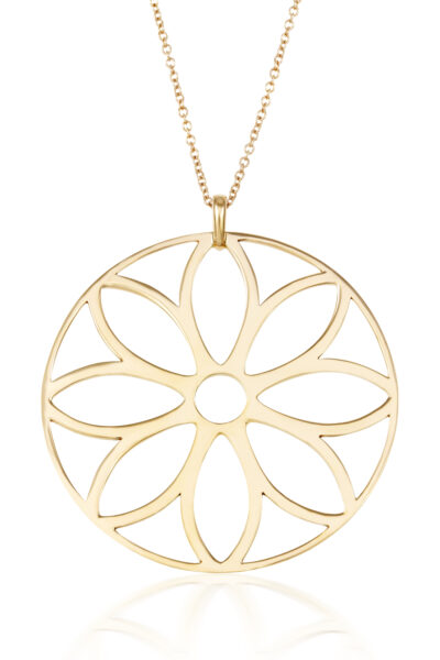Girocollo ciondolo fiore traforato in oro taglia grande