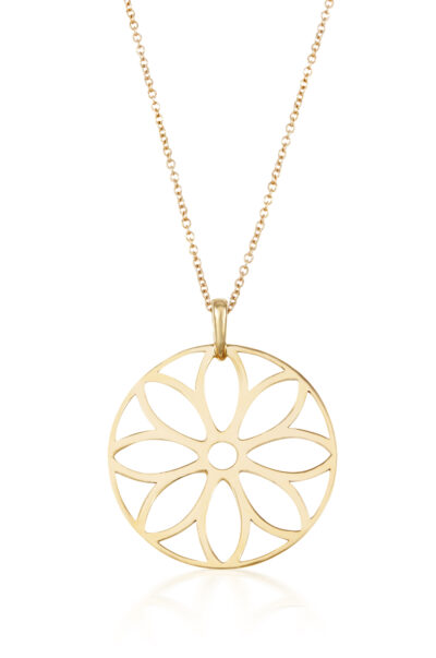 Girocollo ciondolo fiore traforato in oro taglia media