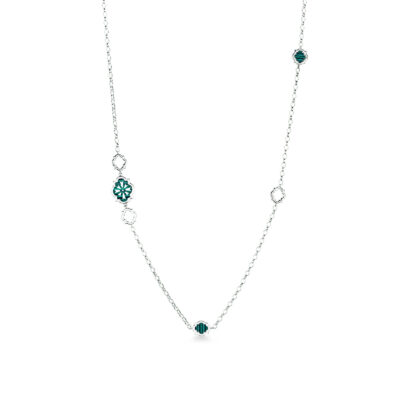 Collana scudo sole con sagome piccole argento e malachite